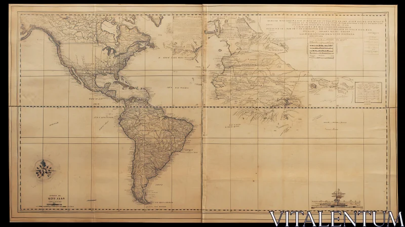 Vintage Map of the Americas AI Image