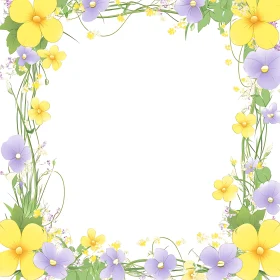 Pastel Yellow and Purple Flower Border