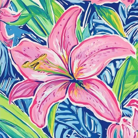 Expressive Pink Lily in Lush Greenery