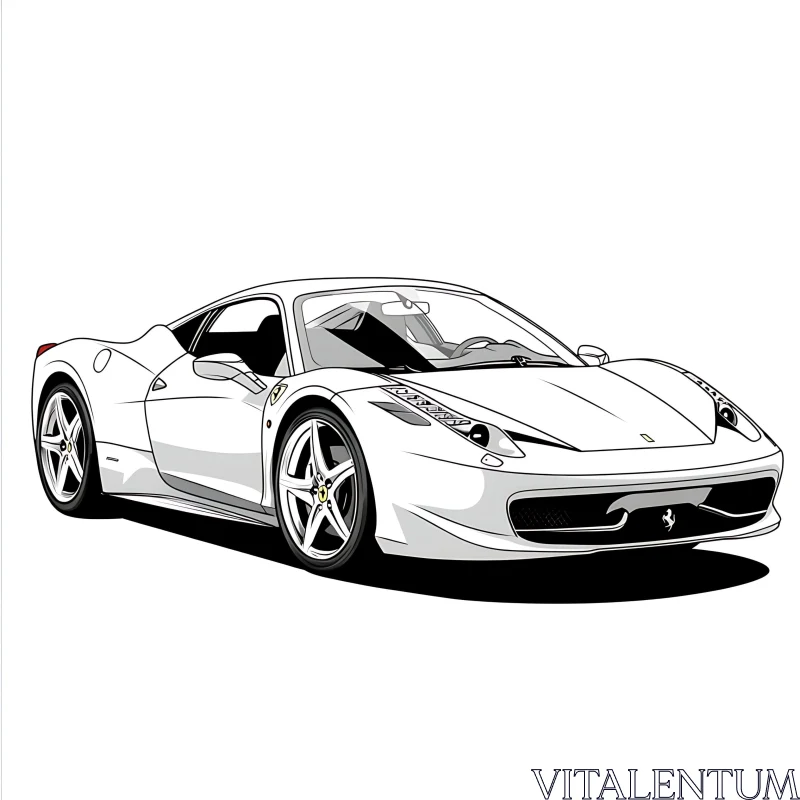 Elegant White Sports Car drawing AI Image