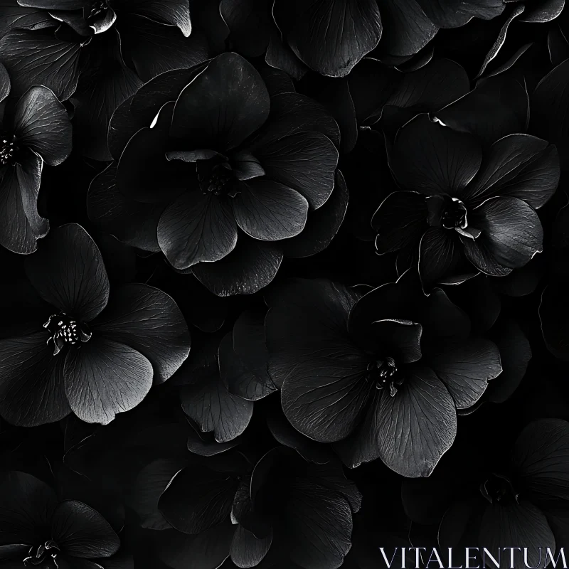 Dark Floral Elegance in Monochrome AI Image