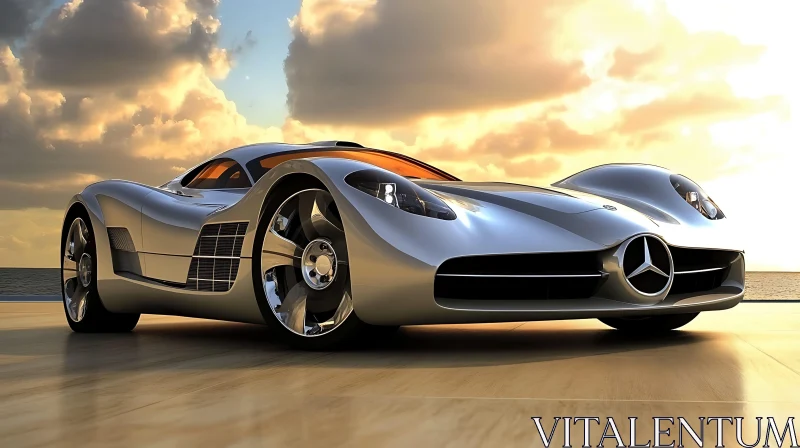 Luxurious Futuristic Car at Sunset AI Image