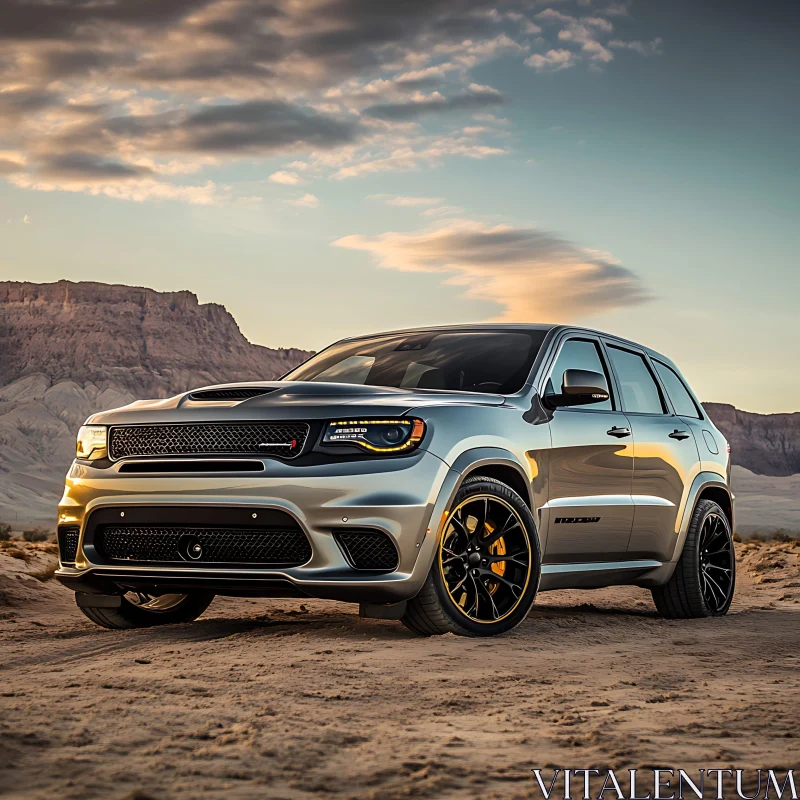 Luxury SUV in Desert Setting AI Image