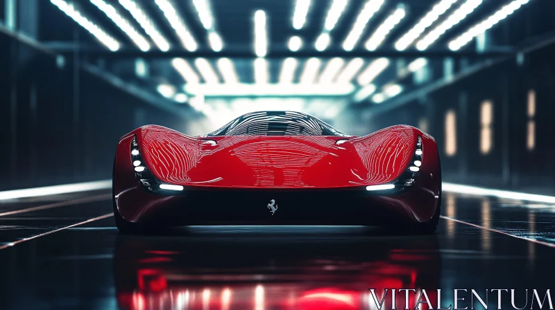 Stylish Red Supercar with Modern Aesthetic AI Image