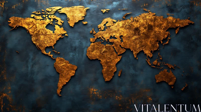 Contemporary Gold World Map Artwork AI Image