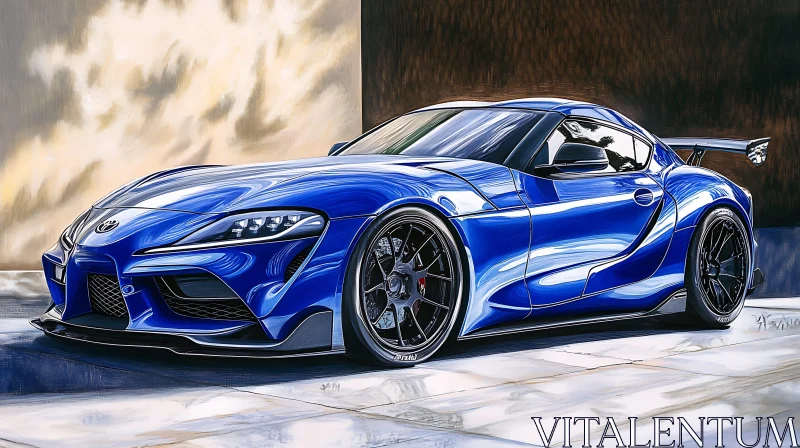 High-Performance Blue Sports Car Art AI Image