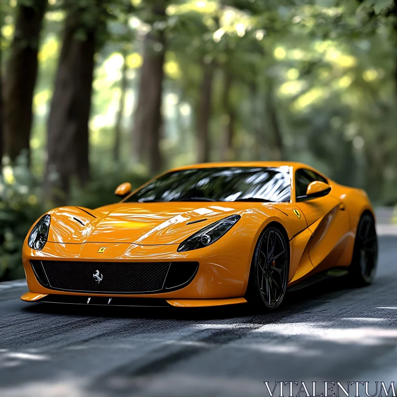 Luxury Car in Greenery AI Image