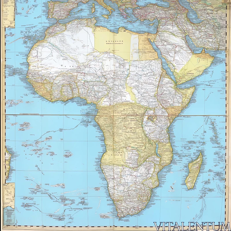 Comprehensive African Continent Map AI Image