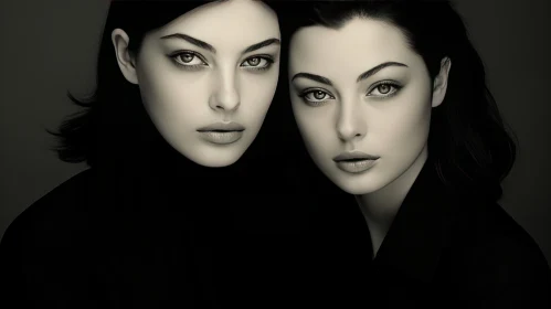 Captivating Black and White Portrait of Two Women | Intense Color Saturation