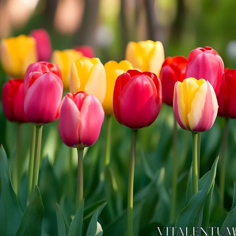 AI ART Spring Tulips in a Garden