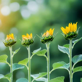 Sunflowers in Early Bloom