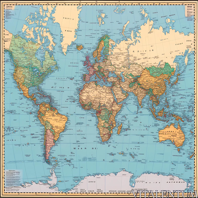 Geographical Map of the World AI Image