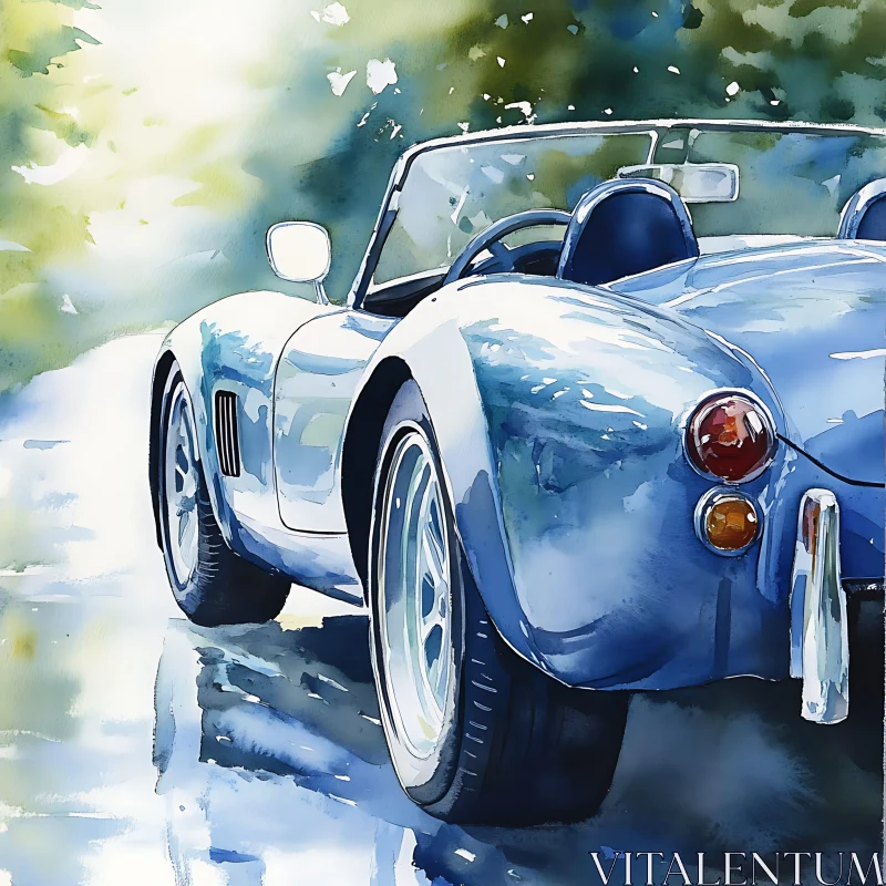 Classic Car Watercolor Art AI Image