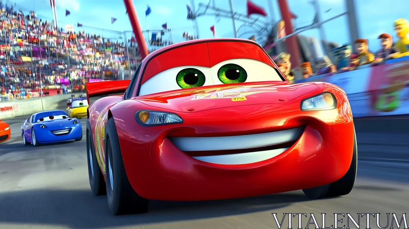 Smiling Car Leading Race AI Image