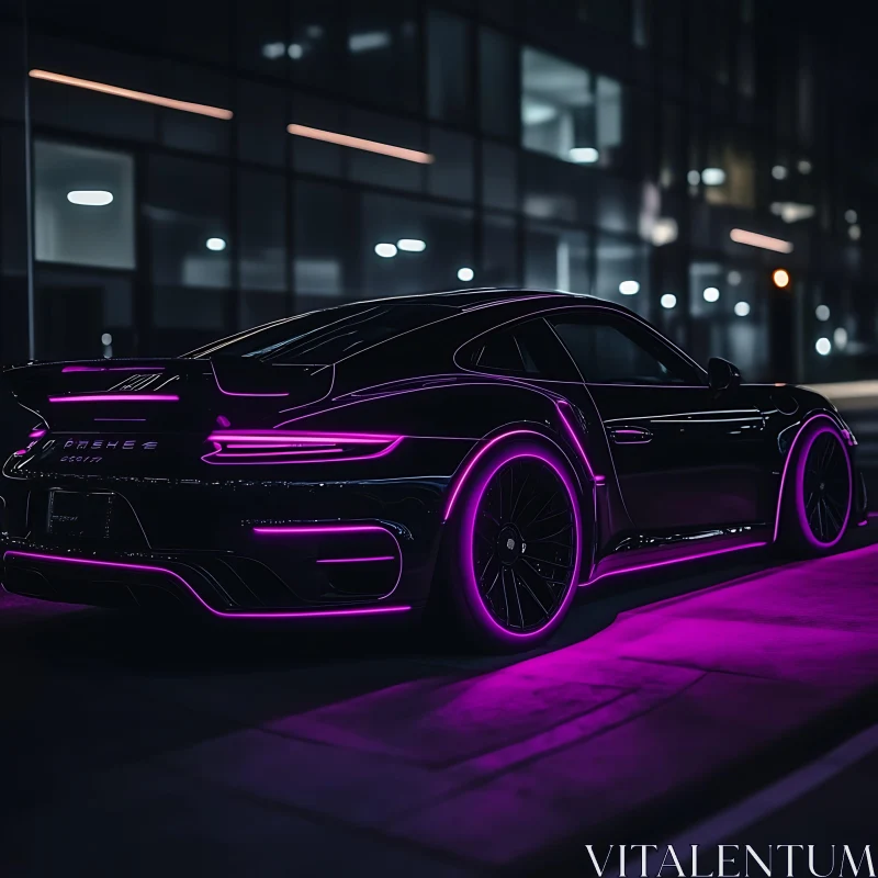 Futuristic Car with Neon Lights AI Image