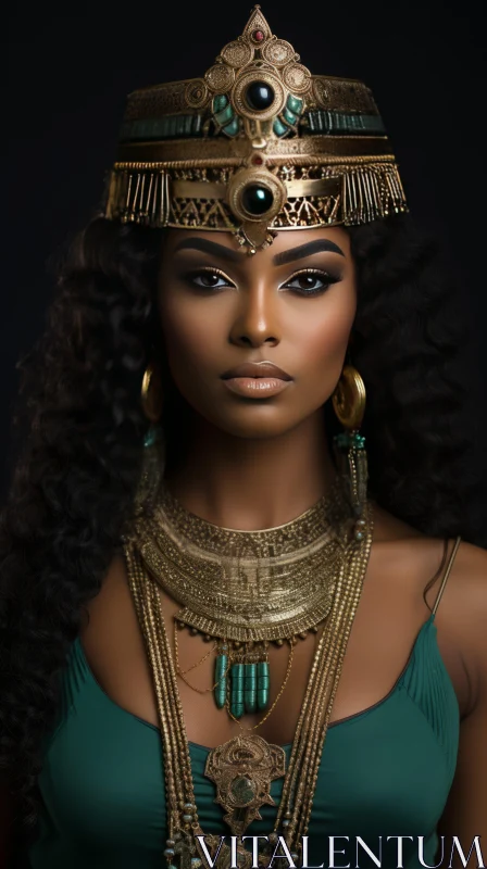 Captivating African Beauty in Ancient Egyptian Attire AI Image