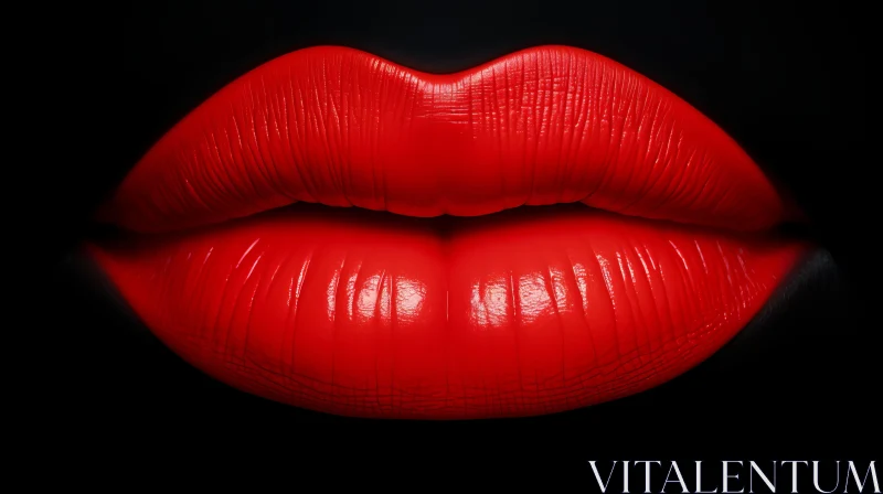 Captivating Red Lipstick Close-Up on Dark Background AI Image