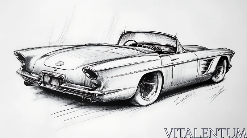 Classic Convertible Car Sketch AI Image