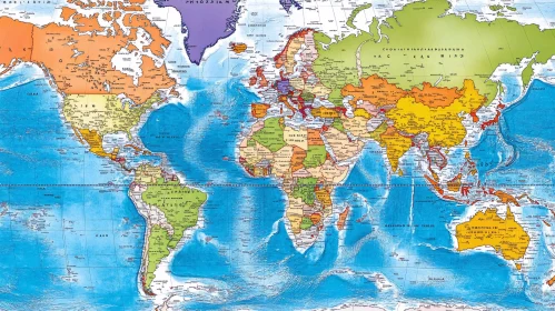 Geopolitical World Map with Country Borders