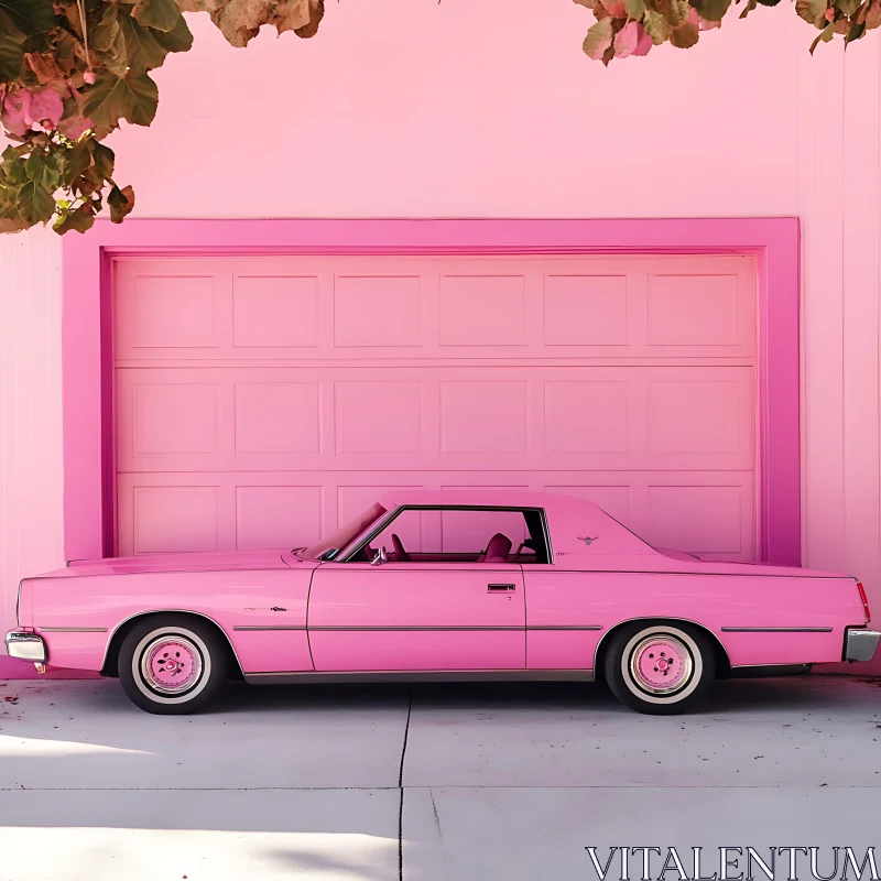 Classic Pink Car by Pastel Garage AI Image