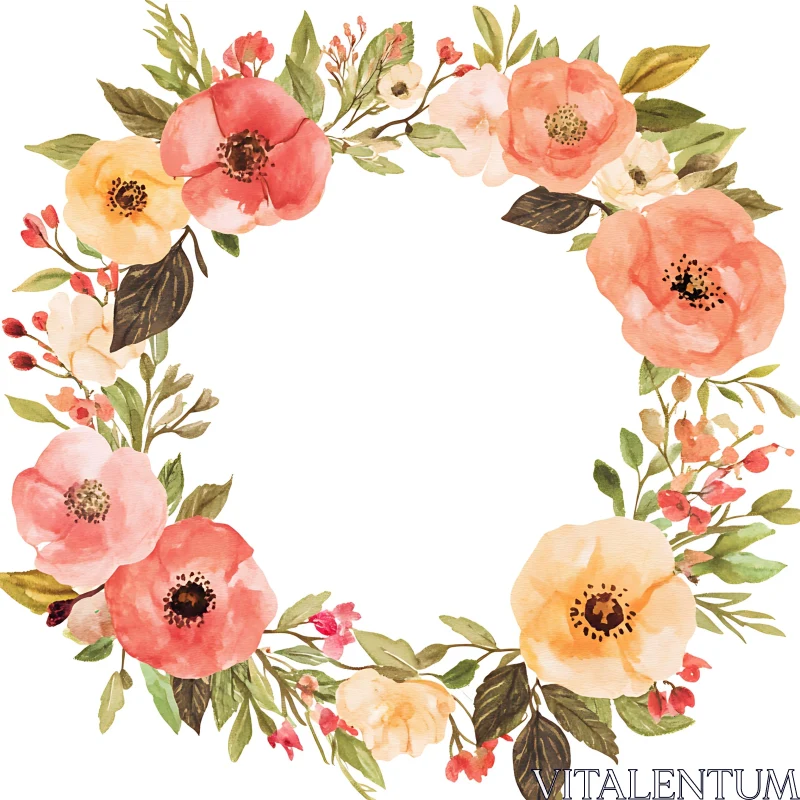 Spring Botanical Wreath Artwork AI Image