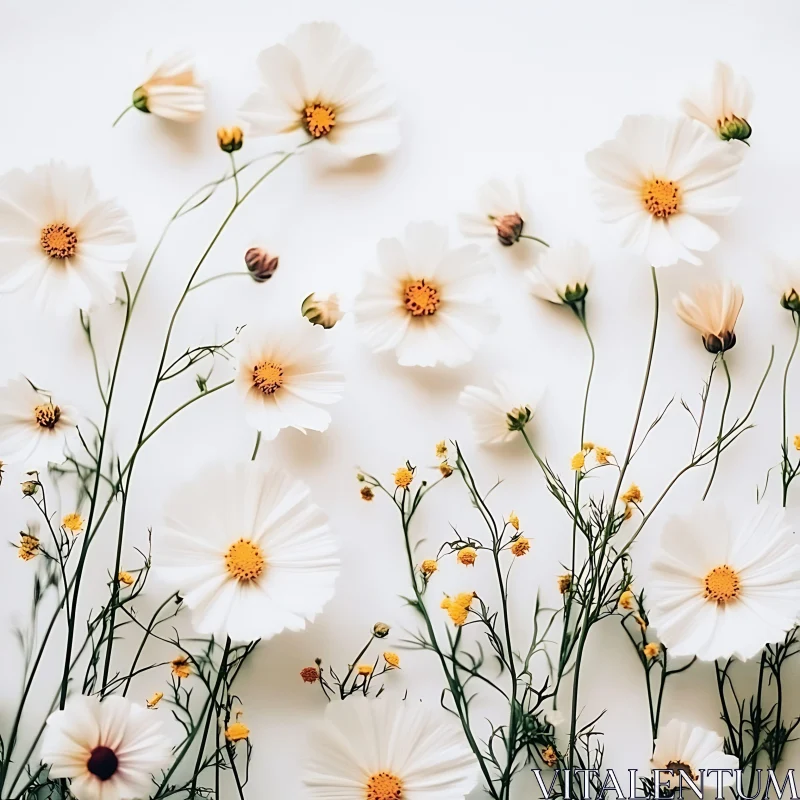 Delicate Floral Arrangement in White and Yellow AI Image