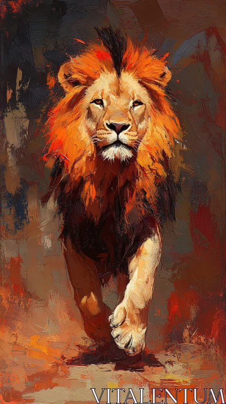 Lion Art with Bold Brushwork AI Image