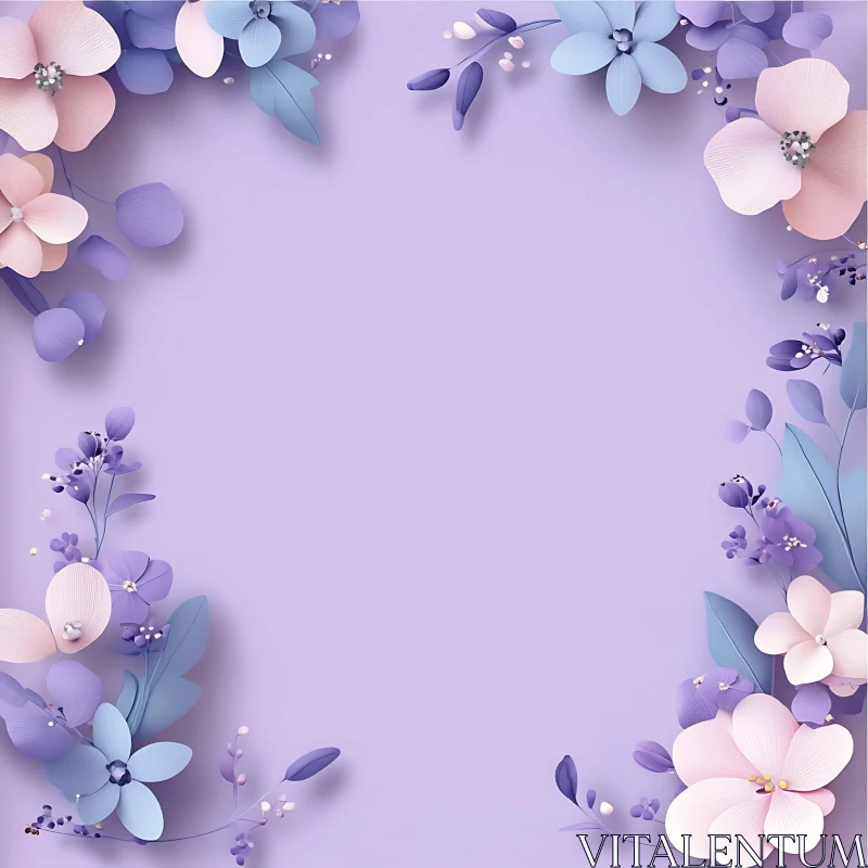 Floral Decorative Frame with Pastel Blooms AI Image