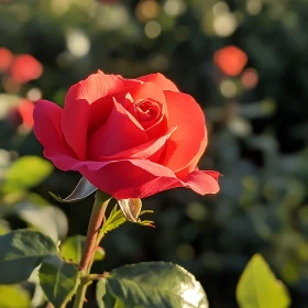 Radiant Red Rose Among Greenery