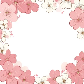 Delicate Floral Border with Pink and White Flowers