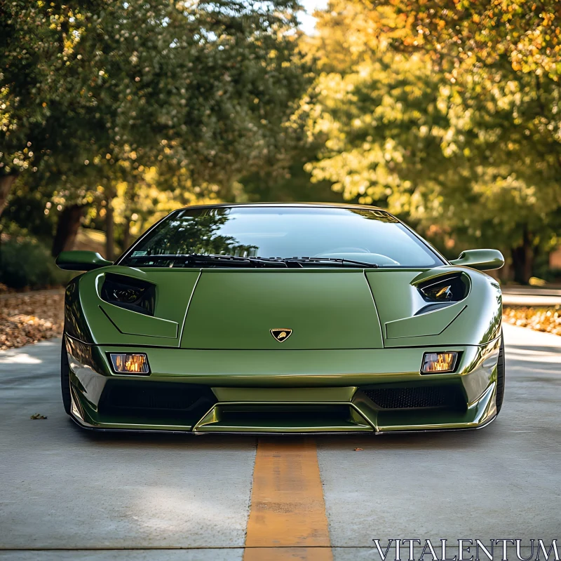 Elegant Green Sports Car with Aerodynamic Design AI Image