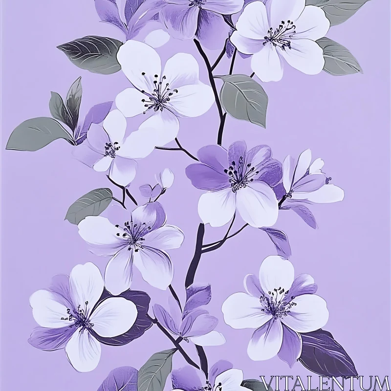 Purple and White Flower Composition AI Image