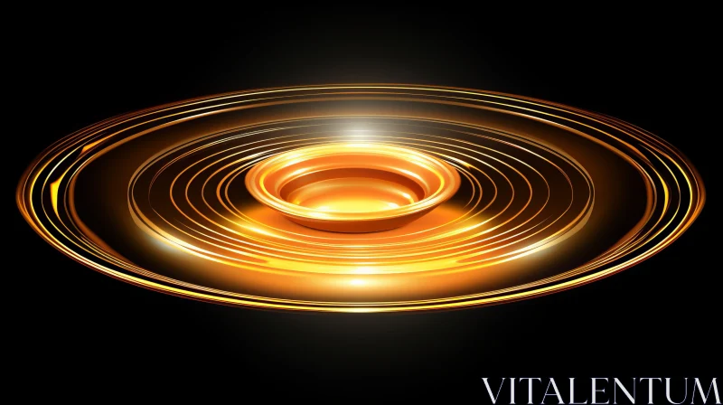 Golden Swirl and Circle Light Design - Abstract Art AI Image