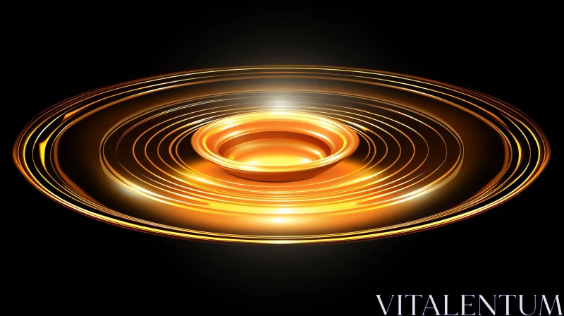 AI ART Golden Swirl and Circle Light Design - Abstract Art