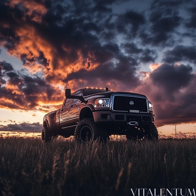 Powerful Truck at Dusk AI Image