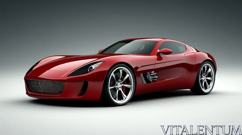 AI ART Sleek Red Sports Car