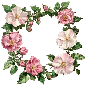 Pink and White Floral Wreath Art