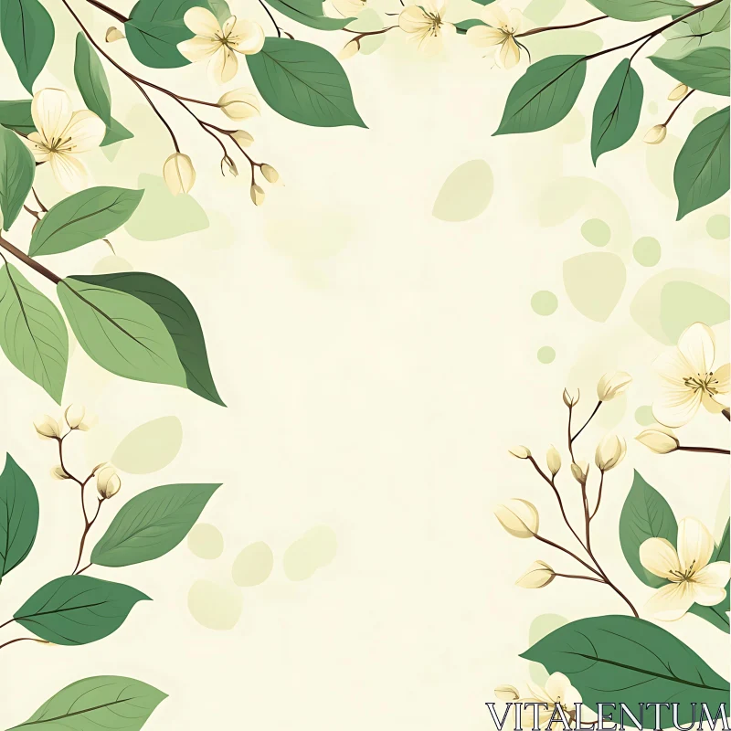 AI ART Delicate Flowers and Leaves Illustration