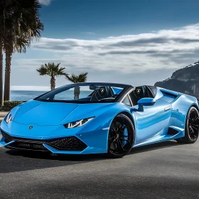 Exotic Blue Lamborghini by the Sea