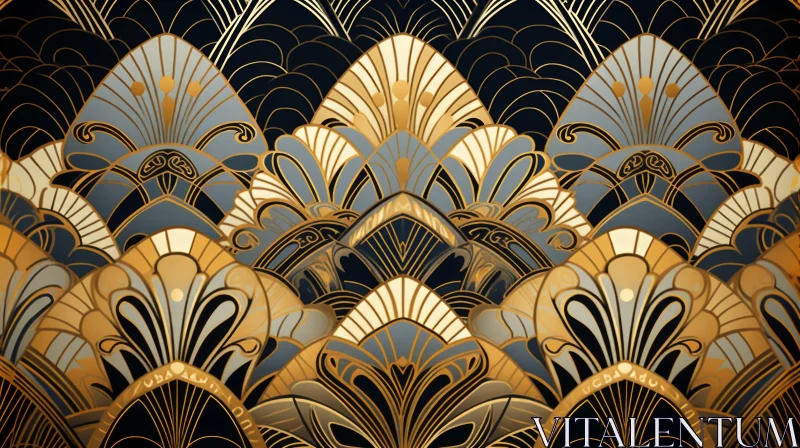 Art Deco Gold and Black Vintage Pattern - Hand-Painted Details AI Image