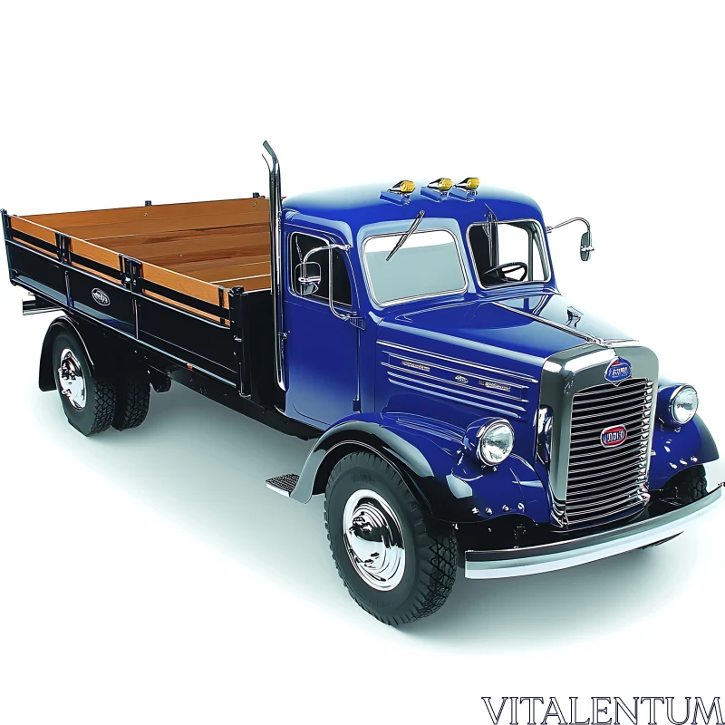 Classic Blue Truck with Retro Design AI Image