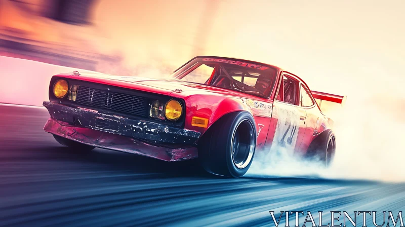 AI ART Vintage Race Car Drifting