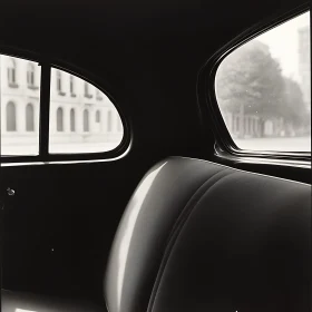 Classic Car Interior in Black and White