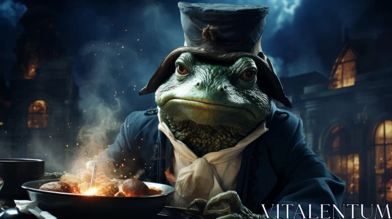 Frog in Top Hat: A Unique Fusion of Whimsy and Sci-fi AI Image