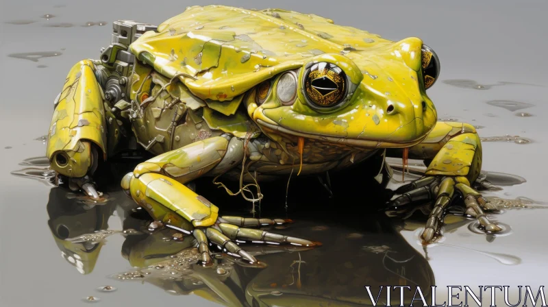 Rusted Frog in Water - Precisionist Style Artwork AI Image