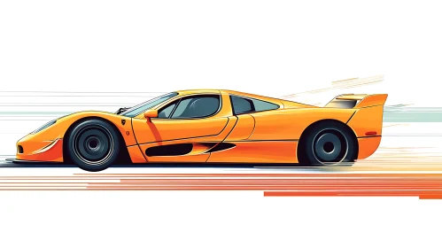 Illustration of a Speeding Orange Sports Car