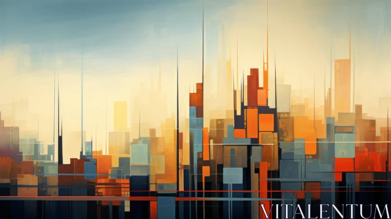 Abstract Cityscape Painting in Vibrant Colors AI Image
