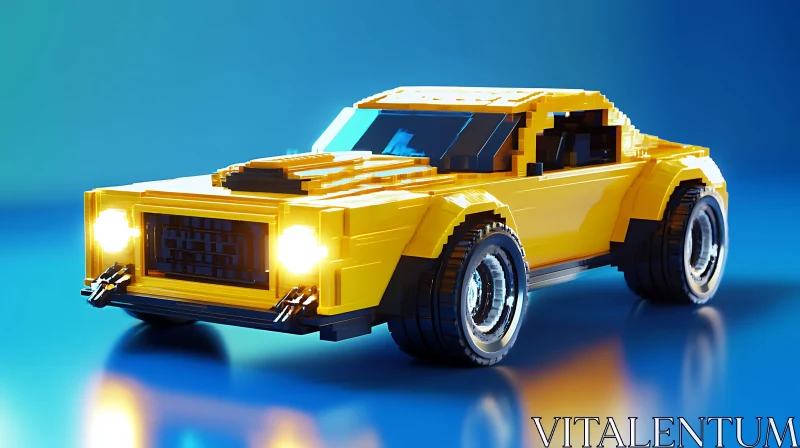 AI ART Detailed Yellow Lego Car Profile