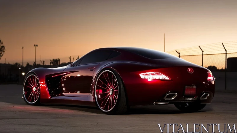 Aerodynamic Maroon Car in Dusk Light AI Image