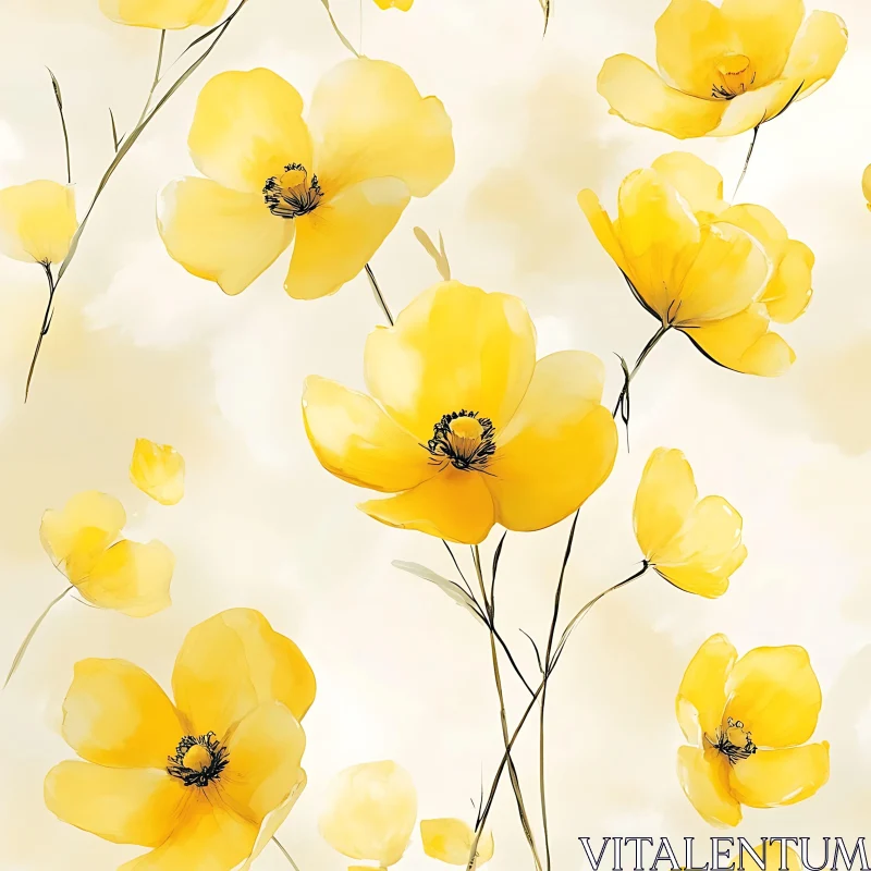 AI ART Yellow Petals in Bloom Artwork